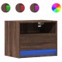 Wall-mounted bedside table with LED lights in brown oak by , Nightstands - Ref: Foro24-852073, Price: 55,89 €, Discount: %