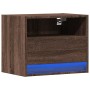 Wall-mounted bedside table with LED lights in brown oak by , Nightstands - Ref: Foro24-852073, Price: 55,89 €, Discount: %