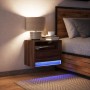 Wall-mounted bedside table with LED lights in brown oak by , Nightstands - Ref: Foro24-852073, Price: 55,89 €, Discount: %