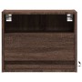 Wall-mounted bedside table with LED lights in brown oak by , Nightstands - Ref: Foro24-852073, Price: 55,89 €, Discount: %