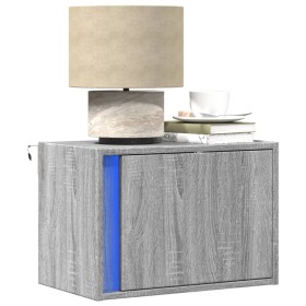 Wall-mounted bedside table with LED lights in Sonoma gray by , Nightstands - Ref: Foro24-852099, Price: 44,35 €, Discount: %