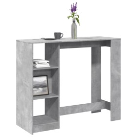 Bar-Tisch mit Regal aus grauem Holz und Beton 124x46x103,5 cm. von , Küchen- und Esstische - Ref: Foro24-854394, Preis: 84,13...