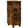 Narrow bathroom cabinet with smoked oak wood and wheels. by , Lockers and storage cabinets - Ref: Foro24-855236, Price: 52,38...