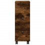 Narrow bathroom cabinet with smoked oak wood and wheels. by , Lockers and storage cabinets - Ref: Foro24-855236, Price: 52,38...