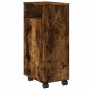 Narrow bathroom cabinet with smoked oak wood and wheels. by , Lockers and storage cabinets - Ref: Foro24-855236, Price: 52,38...