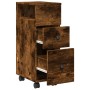 Narrow bathroom cabinet with smoked oak wood and wheels. by , Lockers and storage cabinets - Ref: Foro24-855236, Price: 52,38...