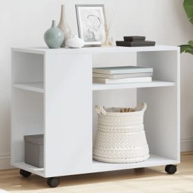 Side table with wheels, engineered wood, white, 70x35x60 cm by , Side tables - Ref: Foro24-853146, Price: 49,28 €, Discount: %