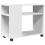 Mesa auxiliar con ruedas madera ingeniería blanco 70x35x60 cm de , Mesas auxiliares - Ref: Foro24-853146, Precio: 49,28 €, De...