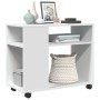 Mesa auxiliar con ruedas madera ingeniería blanco 70x35x60 cm de , Mesas auxiliares - Ref: Foro24-853146, Precio: 49,28 €, De...