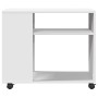 Mesa auxiliar con ruedas madera ingeniería blanco 70x35x60 cm de , Mesas auxiliares - Ref: Foro24-853146, Precio: 49,28 €, De...