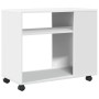 Mesa auxiliar con ruedas madera ingeniería blanco 70x35x60 cm de , Mesas auxiliares - Ref: Foro24-853146, Precio: 49,28 €, De...