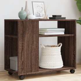 Mesa auxiliar con ruedas madera roble marrón 70x35x60 cm de , Mesas auxiliares - Ref: Foro24-853152, Precio: 49,34 €, Descuen...