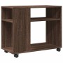 Mesa auxiliar con ruedas madera roble marrón 70x35x60 cm de , Mesas auxiliares - Ref: Foro24-853152, Precio: 53,01 €, Descuen...