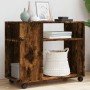 Mesa auxiliar con ruedas madera roble ahumado 70x35x60 cm de , Mesas auxiliares - Ref: Foro24-853150, Precio: 51,62 €, Descue...