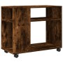 Side table with smoked oak wood wheels 70x35x60 cm by , Side tables - Ref: Foro24-853150, Price: 51,62 €, Discount: %