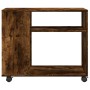 Side table with smoked oak wood wheels 70x35x60 cm by , Side tables - Ref: Foro24-853150, Price: 51,62 €, Discount: %