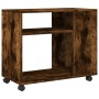 Side table with smoked oak wood wheels 70x35x60 cm by , Side tables - Ref: Foro24-853150, Price: 51,62 €, Discount: %