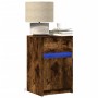 Bedside table with 2 LED lights, engineered wood, smoked oak. by , Nightstands - Ref: Foro24-852007, Price: 93,51 €, Discount: %