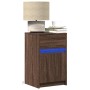 Bedside tables with LED lights, 2 units, engineered wood in brown oak color. by , Nightstands - Ref: Foro24-852011, Price: 96...