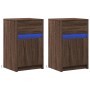 Bedside tables with LED lights, 2 units, engineered wood in brown oak color. by , Nightstands - Ref: Foro24-852011, Price: 96...