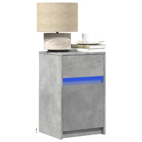 Bedside table with 2 LED lights, made of gray concrete engineered wood. by , Nightstands - Ref: Foro24-852005, Price: 93,51 €...