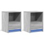 Bedside tables with LED lights, 2 units, Sonoma grey engineered wood. by , Nightstands - Ref: Foro24-852030, Price: 86,99 €, ...