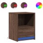 Bedside tables with LED lights, 2 units, engineered wood in brown oak color. by , Nightstands - Ref: Foro24-852032, Price: 86...