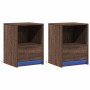 Bedside tables with LED lights, 2 units, engineered wood in brown oak color. by , Nightstands - Ref: Foro24-852032, Price: 86...