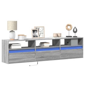 Wall-mounted TV stand with Sonoma gray LED lights 180x31x45 cm by , TV Furniture - Ref: Foro24-3307945, Price: 177,99 €, Disc...