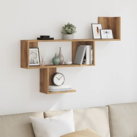 Engineered oak wood artisan wall shelf 100x15x70 cm by , Shelves and shelves - Ref: Foro24-853199, Price: 35,34 €, Discount: %