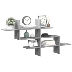 Engineered wood gray Sonoma wall shelf 124.5x18x60.5 cm by , Shelves and shelves - Ref: Foro24-853268, Price: 35,99 €, Discou...