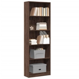 Engineered wood brown oak bookshelf 60x24x176 cm by , Bookcases and shelves - Ref: Foro24-857827, Price: 71,99 €, Discount: %