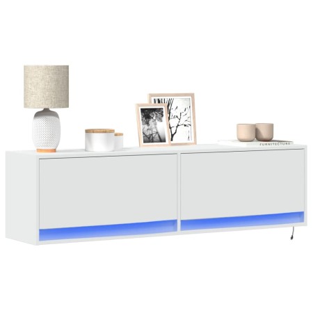 Wall-mounted TV stand with LED lights white 140x31x38 cm by , TV Furniture - Ref: Foro24-852369, Price: 111,67 €, Discount: %