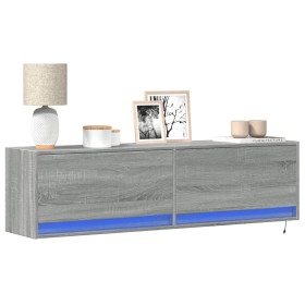 Wall-mounted TV stand with LED lights in Sonoma gray, 140x31x38 cm. by , TV Furniture - Ref: Foro24-852374, Price: 111,99 €, ...