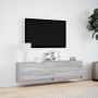 Wall-mounted TV stand with LED lights in Sonoma gray, 140x31x38 cm. by , TV Furniture - Ref: Foro24-852374, Price: 111,67 €, ...