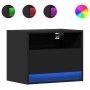 Wall-mounted bedside tables with LED lights, 2 units, black by , Nightstands - Ref: Foro24-852064, Price: 101,43 €, Discount: %