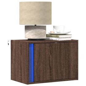 Wall-mounted bedside tables with LED lights, 2 units, brown oak. by , Nightstands - Ref: Foro24-852102, Price: 75,89 €, Disco...