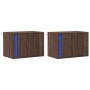 Wall-mounted bedside tables with LED lights, 2 units, brown oak. by , Nightstands - Ref: Foro24-852102, Price: 75,89 €, Disco...