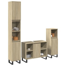 3-piece bathroom furniture set made of Sonoma oak plywood. by , Bathroom furniture - Ref: Foro24-3307681, Price: 219,74 €, Di...