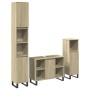 Set de muebles de baño 3 pzas madera contrachapada roble Sonoma de , Muebles de baño - Ref: Foro24-3307681, Precio: 219,74 €,...