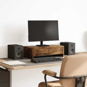 Monitor stand made of smoked oak wood drawers 50x27x15 cm by , Computer bases and risers - Ref: Foro24-854665, Price: 30,99 €...