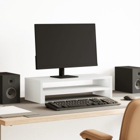 Engineered wood white screen stand 54x22x15 cm by , Computer bases and risers - Ref: Foro24-854769, Price: 26,47 €, Discount: %