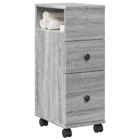 Narrow bathroom cabinet with Sonoma gray wood wheels by , Lockers and storage cabinets - Ref: Foro24-855237, Price: 53,82 €, ...