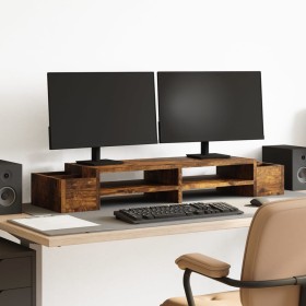 Screen stand with smoked oak storage