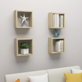 Wall cube shelves 4 units Sonoma oak 30x15x30 cm by , Shelves and shelves - Ref: Foro24-807008, Price: 36,11 €, Discount: %