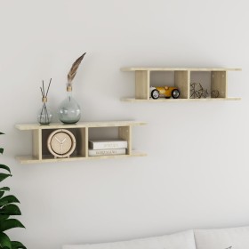 Wall shelves 2 units plywood Sonoma oak 75x18x20 cm by , Shelves and shelves - Ref: Foro24-807190, Price: 32,99 €, Discount: %