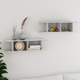 Wall shelf 2 units plywood gray concrete 75x18x20 cm by , Shelves and shelves - Ref: Foro24-807191, Price: 31,12 €, Discount: %