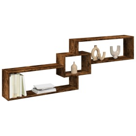 Smoked oak engineered wood wall cabinet 158x18x53 cm by , Shelves and shelves - Ref: Foro24-854818, Price: 45,53 €, Discount: %