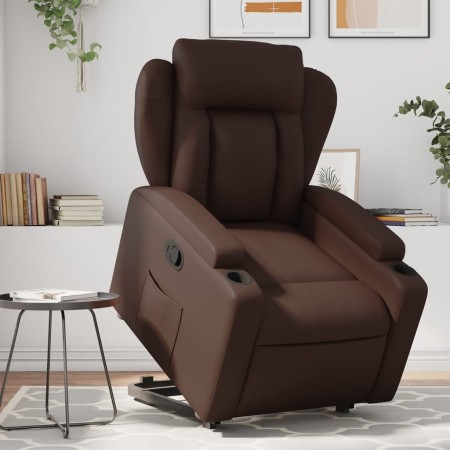 Sillón reclinable elevable cuero sintético marrón de , Sillones - Ref: Foro24-3204546, Precio: 289,99 €, Descuento: %