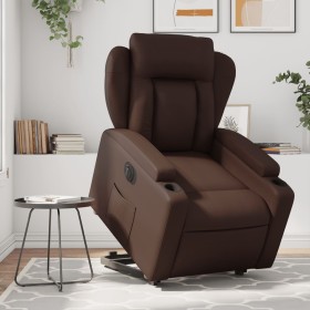 Sillón reclinable elevable eléctrico de cuero sintético marrón de , Sillones - Ref: Foro24-3204560, Precio: 329,99 €, Descuen...